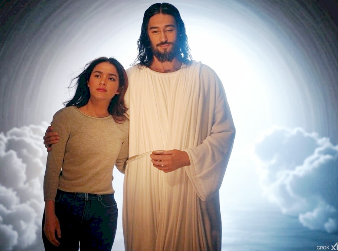 Jesus and woman in tunnel