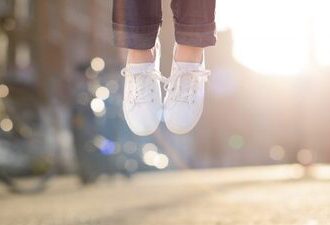 Hipster girl feet jumping concept series