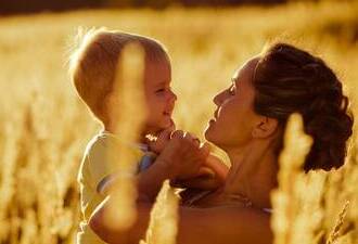 Summer portrait of mother and son on nature