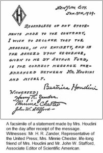 Bess Houdini statement