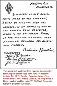 Bess Houdini statement